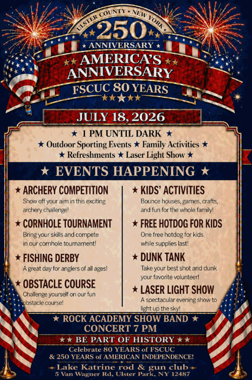 Celebrate America's 250th Anniversary & FSCUC's 80th in Ulster County!