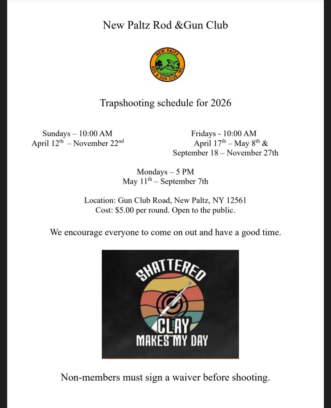 New Paltz Rod & Gun Club Trapshooting