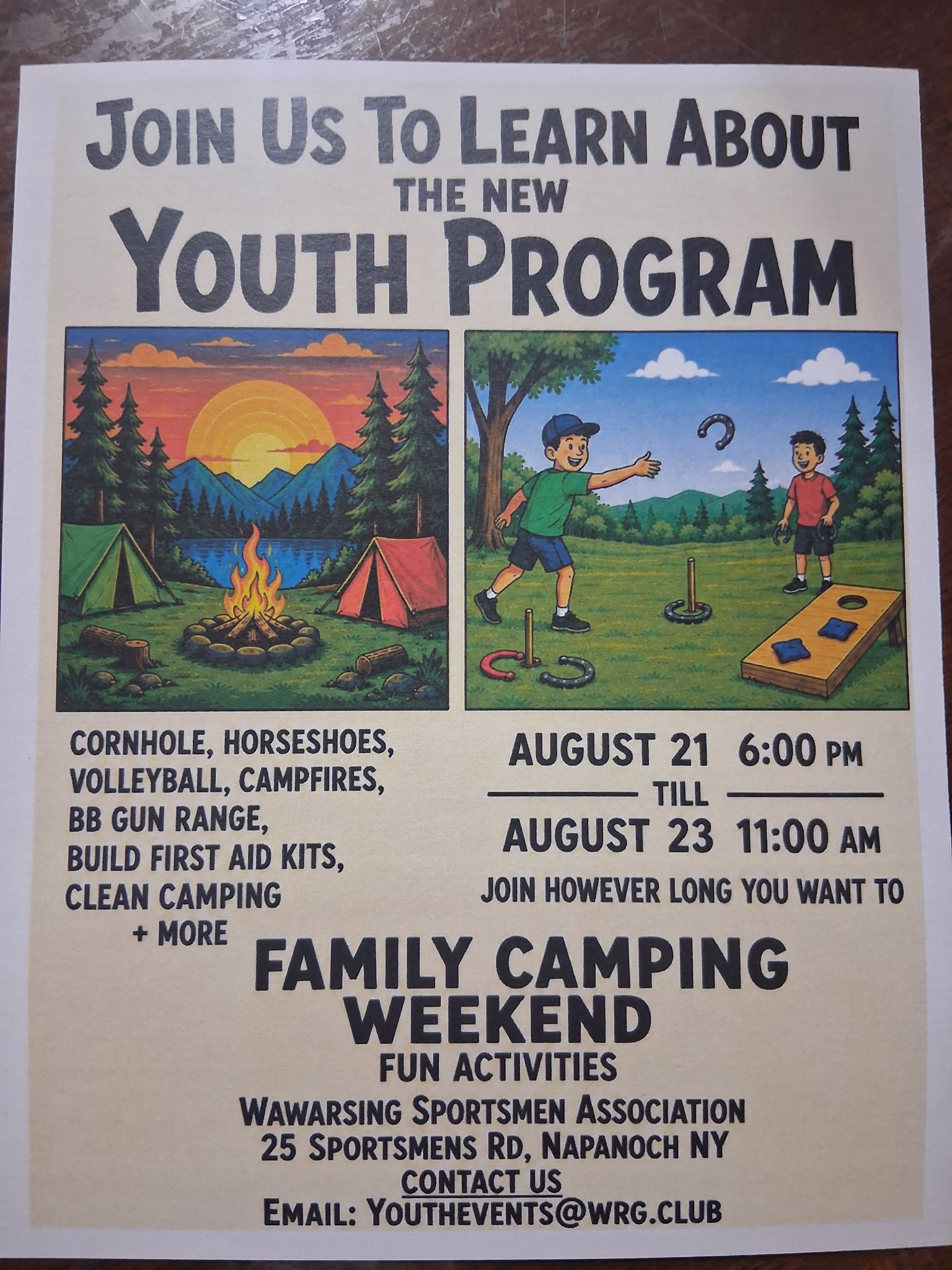 Family Camping Weekend & Youth Program Introduction