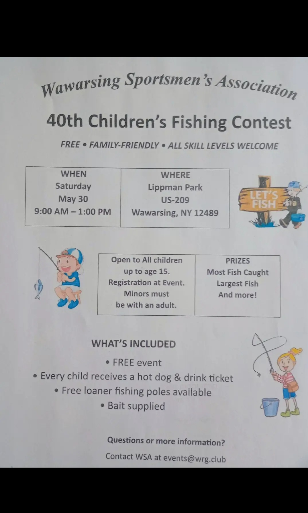 Wawarsing Sportsmen's Association 40th Children's Fishing Contest